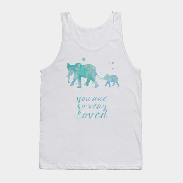 Elephant You Are So Very Loved Watercolor Painting Tank Top by Miao Miao Design